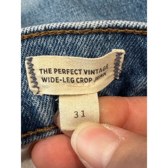 Madewell The Perfect Vintage Wide Leg Crop Jeans Raw Hem Size 12 / 31 - Picture 3 of 9